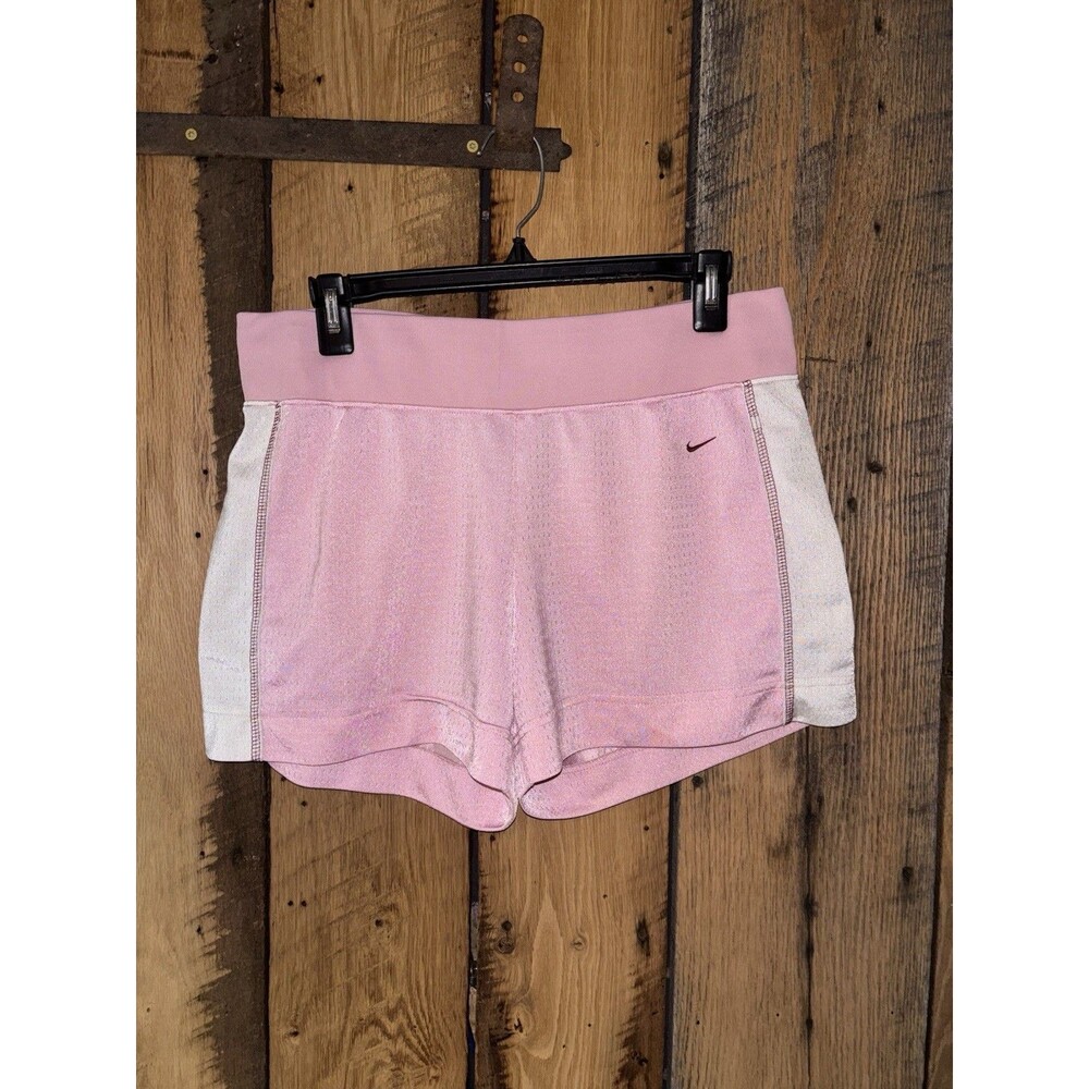Nike Pink White Mesh Athletic Shorts Womens Size M Running Gym Workout Y2K